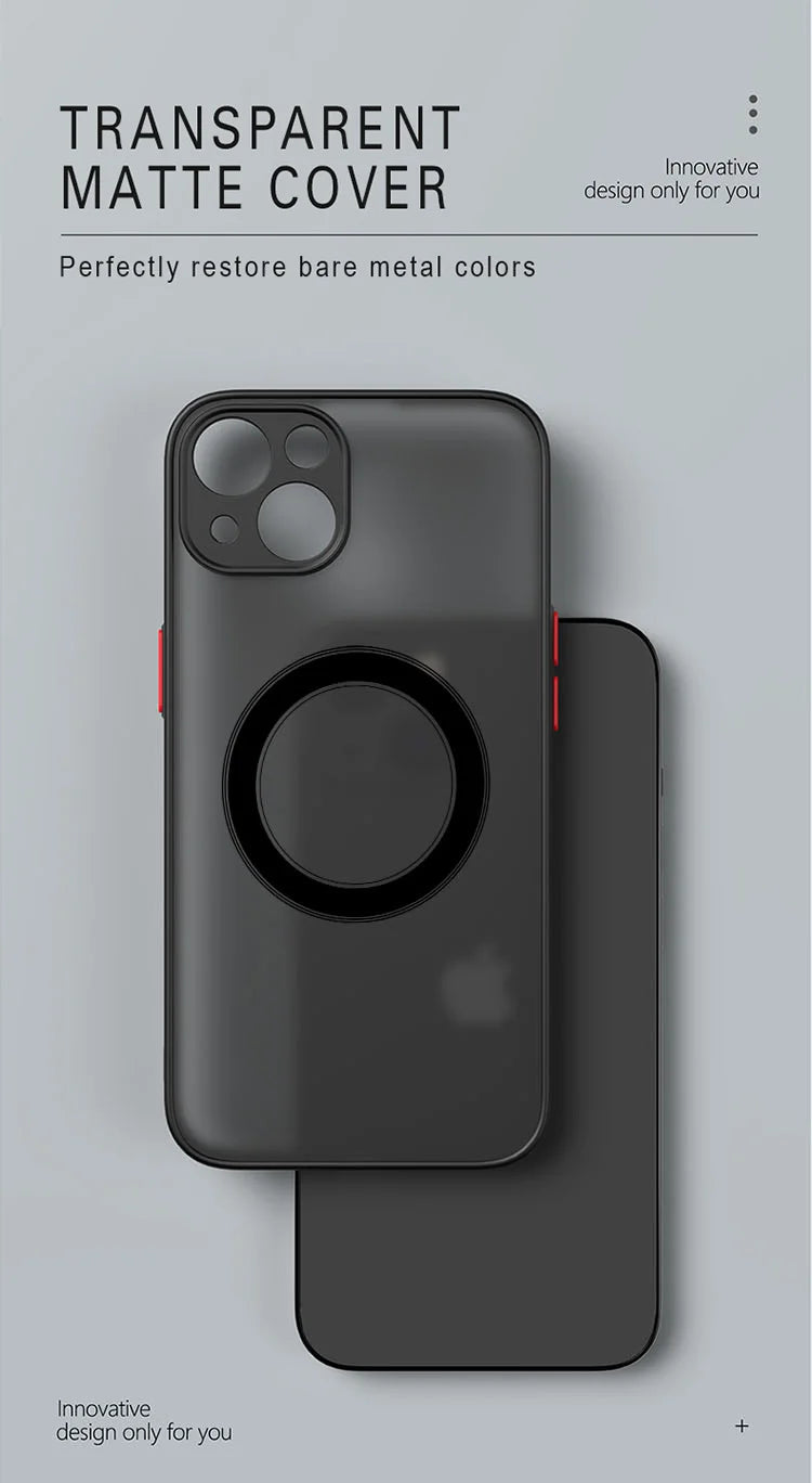 Luxury Matte Magnetic For Magsafe Wireless Charge Case For iPhone 16 15 14 13 11 12 Pro Max Mini 16 Plus XS Max XR X Armor Cover