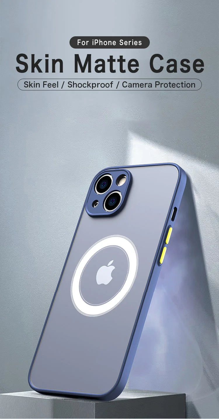 Luxury Matte Magnetic For Magsafe Wireless Charge Case For iPhone 16 15 14 13 11 12 Pro Max Mini 16 Plus XS Max XR X Armor Cover