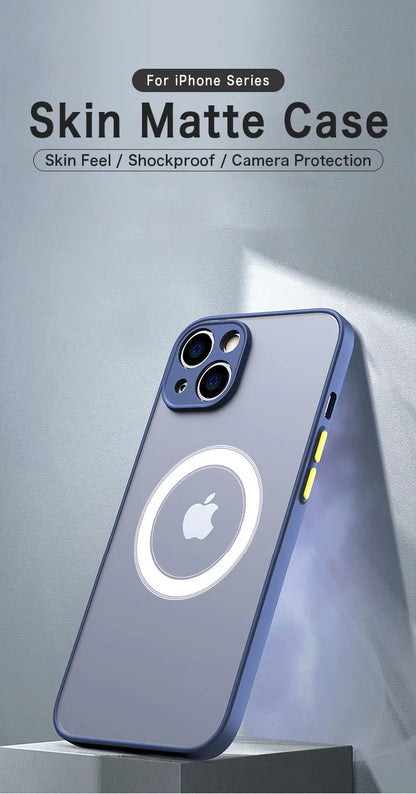 Luxury Matte Magnetic For Magsafe Wireless Charge Case For iPhone 16 15 14 13 11 12 Pro Max Mini 16 Plus XS Max XR X Armor Cover