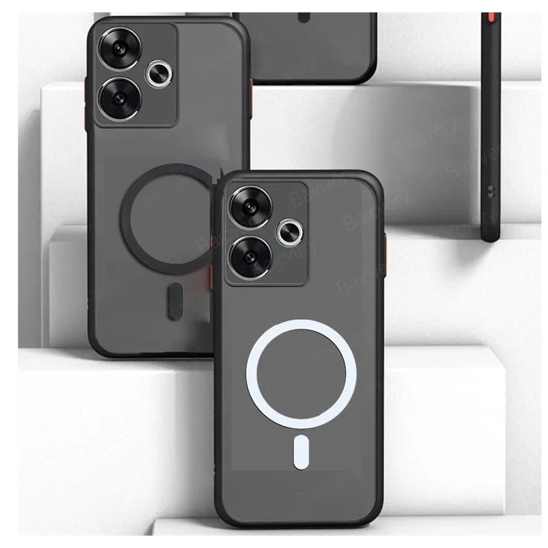 Infinix Hot 30 4G X6831 Case With Magnetic Sticker Matte TPU Protective Shockproof Cover