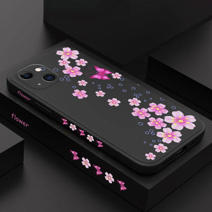 Abstract Plants Flower Silicone Phone Case for iPhone 14 15 16 Pro Max Case iPhone 11 13 12 Pro Max 7 8 Plus XS Shockproof Cover