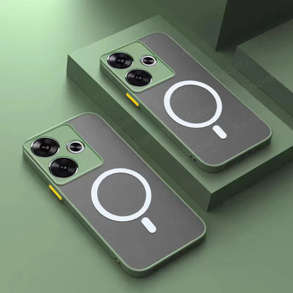 Infinix Hot 30 4G X6831 Case With Magnetic Sticker Matte TPU Protective Shockproof Cover